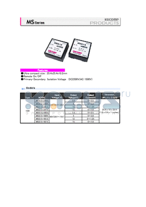 MSS15-2412 datasheet - Primary-Secondary Isolation Voltage