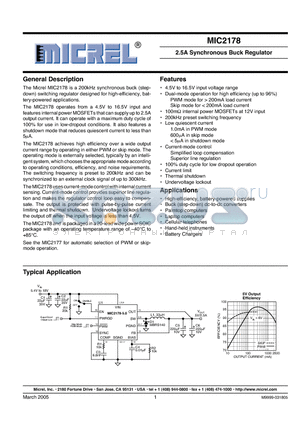 MIC2178-3.3BWM datasheet - 2.5A Synchronous Buck Regulator