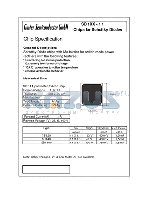 SB1100-1.1 datasheet - Chips for Schottky Diodes