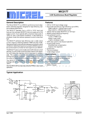 MIC2177-5.0BWM datasheet - 2.5A Synchronous Buck Regulator