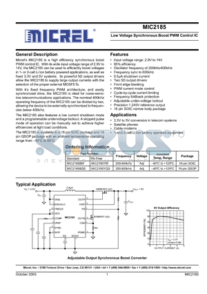 MIC2185BM datasheet - Low Voltage Synchronous Boost PWM Control IC