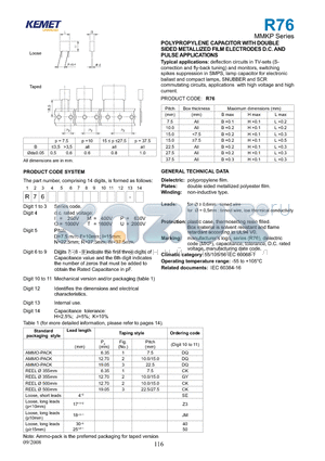 R76PI2470XX3XX datasheet - POLYPROPYLENE CAPACITOR WITH DOUBLE SIDED METALLIZED FILM ELECTRODES