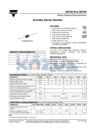 SB120 datasheet - Schottky Barrier Rectifier