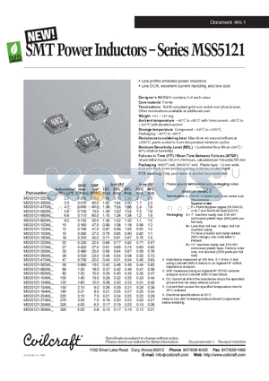 MSS5121-103ML datasheet - SMT Power Inductors