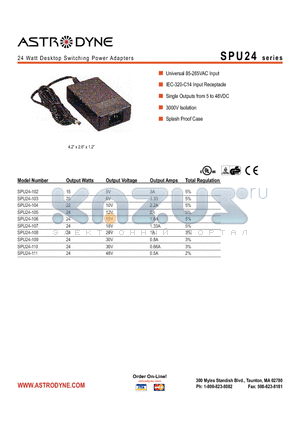 SPU24-110 datasheet - 24 Watt Desktop Switching Power Adapters