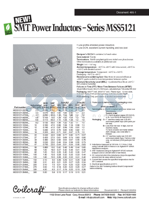 MSS5121-563ML datasheet - SMT Power Inductors