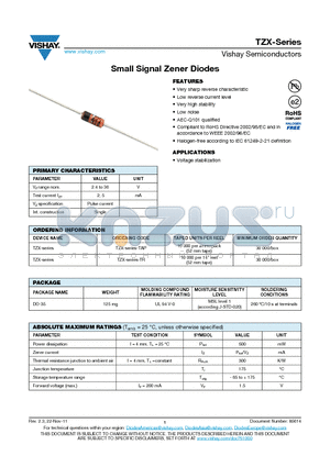 TZX6V2A datasheet - Small Signal Zener Diodes