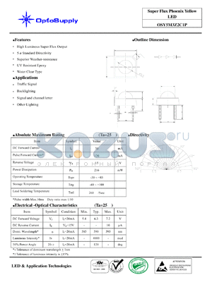 OSY5M3Z2C1P datasheet - Super Flux Phoenix Yellow LED