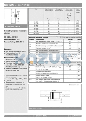 SB1230 datasheet - Schottky barrier rectifiers diodes
