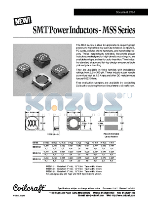 MSS5131-124MX datasheet - SMT Power Inductors