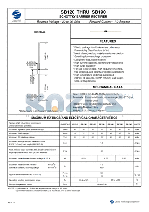 SB130 datasheet - SCHOTTKY BARRIER RECTIFIER