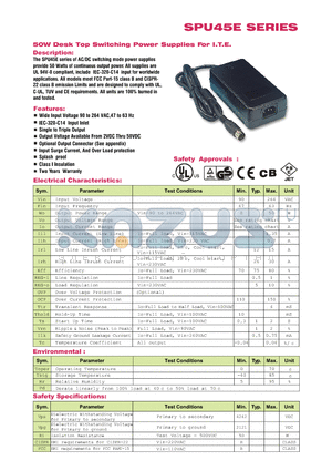 SPU45E-104 datasheet - 50W Desk Top Switching Power Supplies For I.T.E.