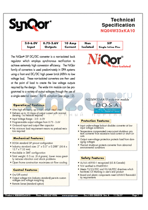 NQ04W33XKA10 datasheet - SIP Single Inline Pins