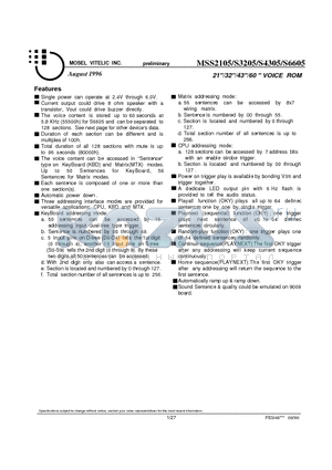 MSS6605 datasheet - 21/32/43/60 VOICE ROM