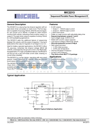 MIC2213-2.6 datasheet - Sequenced Portable Power Management IC