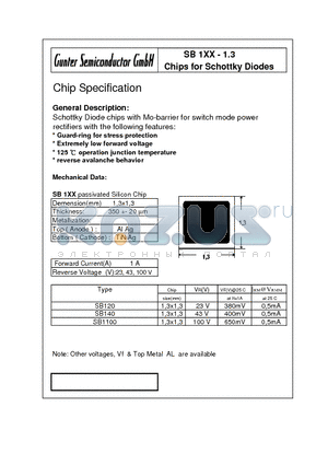 SB140-1.3 datasheet - Chips for Schottky Diodes