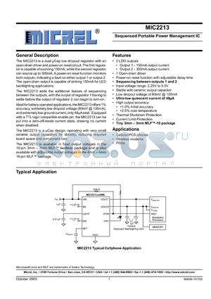 MIC2213-GNYML datasheet - Sequenced Portable Power Management IC
