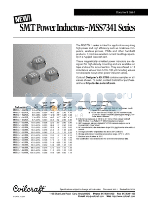 MSS7341-153MXD datasheet - SMT Power Inductors