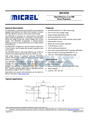 MIC2250_11 datasheet - High-Efficiency Low EMI Boost Regulator