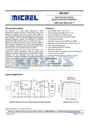 MIC2267YML datasheet - Input Current Limiting Synchronous Buck Regulator