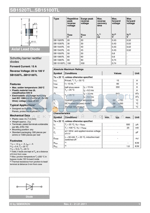 SB1540TL datasheet - Schottky barrier rectifier diodes