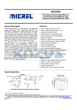 MIC22405 datasheet - 4A Integrated Switch High-Efficiency Synchronous Buck Regulator