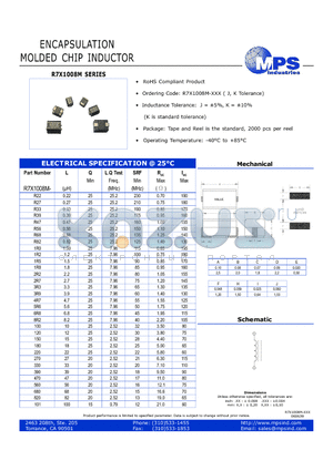 R7X1008M-220 datasheet - ENCAPSULATION MOLDED CHIP INDUCTOR