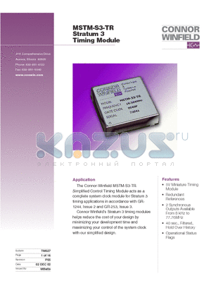 MSTM-S3-TR-28032.768M datasheet - Stratum 3 Timing Module