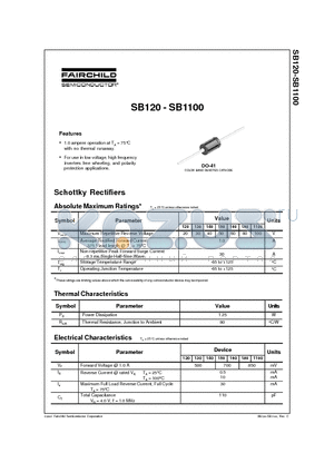 SB160 datasheet - Schottky Rectifiers