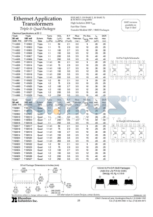 T-10928 datasheet - Ethernet Application Transformers