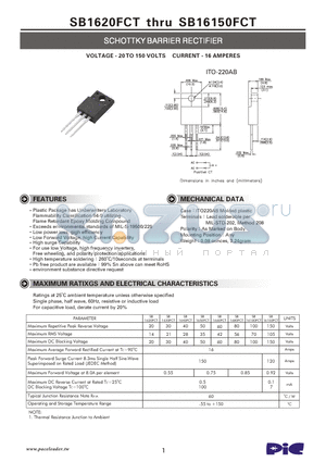 SB16100FCT datasheet - SCHOTTKY BARRIER RECTIFIER