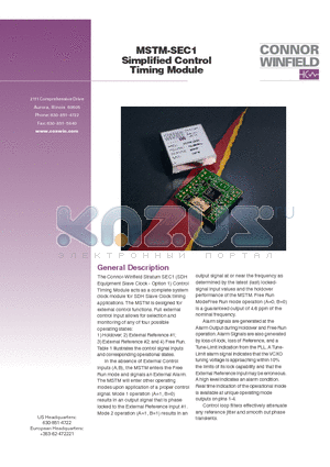 MSTM-SEC1 datasheet - Simplified Control Timing Module