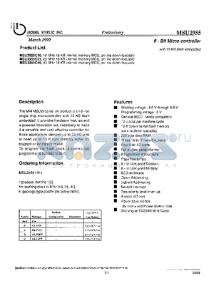 MSU2955 datasheet - 8-Bit Micro-controller
