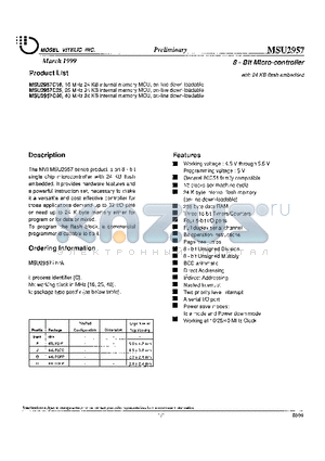 MSU2957 datasheet - 8-Bit Micro-controller