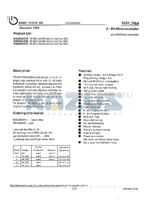 MSU2964 datasheet - 8-Bit Micro-controller