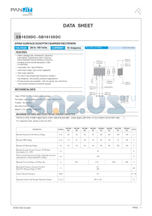 SB1630DC datasheet - D2PAK SURFACE SCHOTTKY BARRIER RECTIFIERS