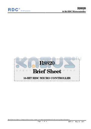 R8820 datasheet - 16-Bit RISC Microcontroller