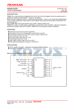 R8A66150SP datasheet - 12-BIT I/O EXPANDER