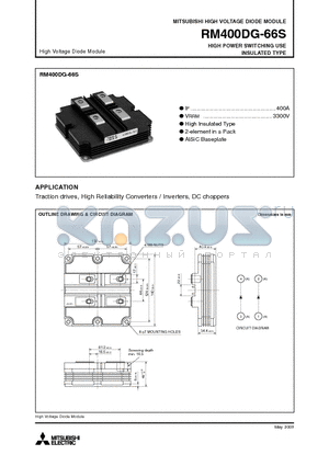 RM400DG-66S datasheet - HIGH VOLTAGE DIODE MODULE HIGH POWER SWITCHING USE INSULATED TYPE