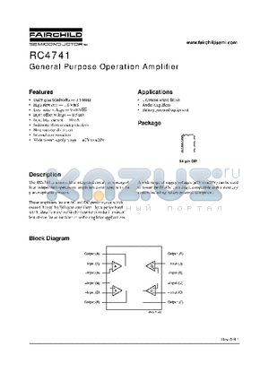 RM4741D datasheet - General Purpose Operation Amplifier