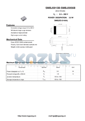 SMBJ5922B datasheet - Zener Diodes