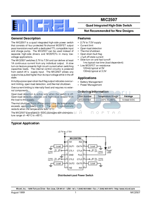 MIC2507 datasheet - Quad Integrated High-Side Switch Not Recommended for New Designs
