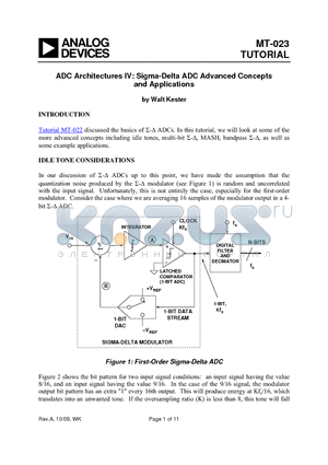 MT-023 datasheet - ADC Architectures IV: Sigma-Delta ADC Advanced Concepts and Applications