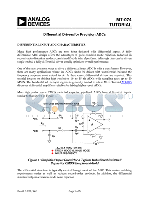 MT-074 datasheet - Differential Drivers for Precision ADCs