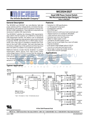 MIC2524-1BN datasheet - Quad USB Power Control Switch Not Recommended for New Designs