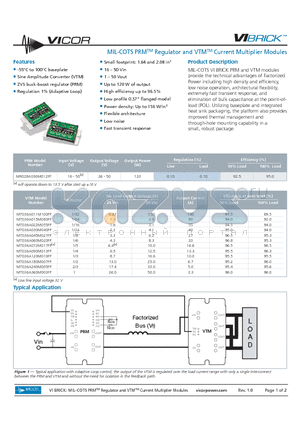 MT036A030M040FP datasheet - MIL-COTS PRM Regulator and VTM Current Multiplier Modules