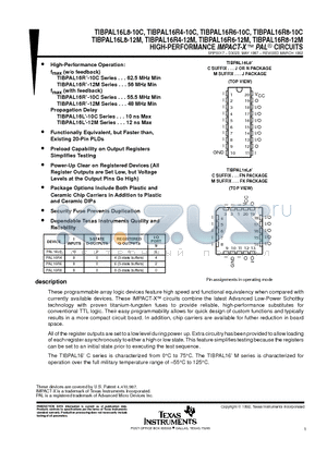 TIBPAL16L8-10 datasheet - HIGH-PERFORMANCE IMPACT-X E PAL CIRCUITS
