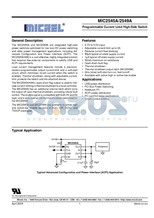 MIC2545A datasheet - Programmable Current Limit High-Side Switch