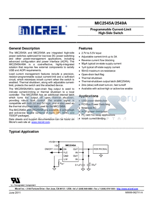 MIC2545A datasheet - Programmable Current-Limit High-Side Switch