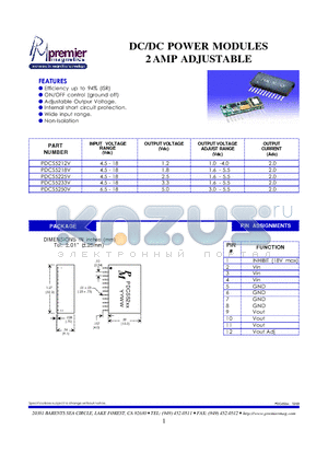 PDCS5233V datasheet - DC/DC POWER MODULES 2 AMP ADJUSTABLE